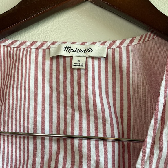 MADEWELL Ruffle-Hem Wrap Top in Stripe Mix Small - Picture 6 of 9